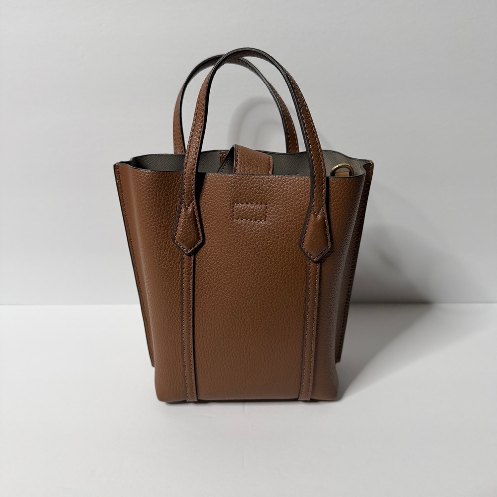 Tory Burch Mini Bag Perfect NEW and never used.   Gorgeous! Light Brown & Grey - Picture 2 of 9
